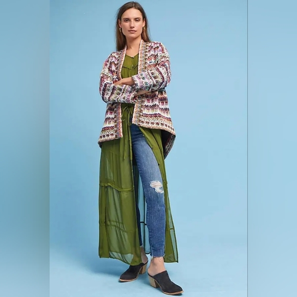 NWOT ANTHROPOLOGIE MAEVE GREEN MIDORI DUSTER DRESS sz XS - Picture 4 of 5